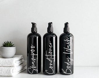 16 oz Slim Waterproof Shower Bottles with Pump - Minimalist, Refillable Dispensers for Shampoo,Conditioner & Body Wash