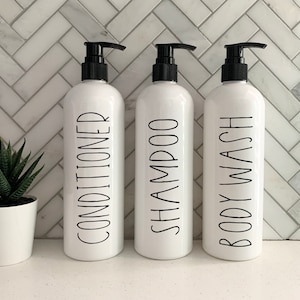 Bathroom Set | Refillable Bottles | Hand Soap Bottles | Soap Bottles | Housewarming Gift| Shampoo Pump Bottles | Gift | Waterproof Label