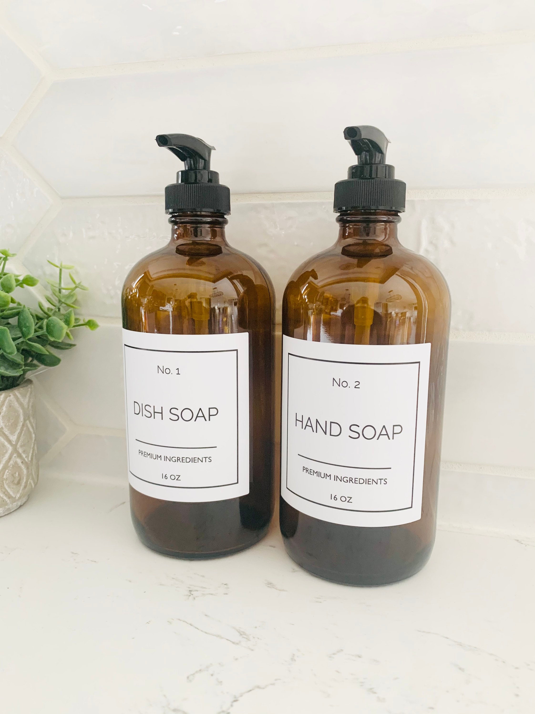 Hand and Dish Soap Dispensers amber Glass Bottle With Etsy