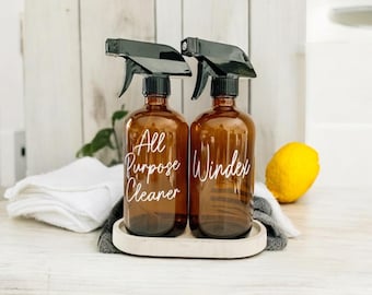 Cleaner Spray Bottle For Essential Oil|Amber Glass Bottles Spray| Homemade Cleaner Labels with Bottle| Spray Bottle Cleaner