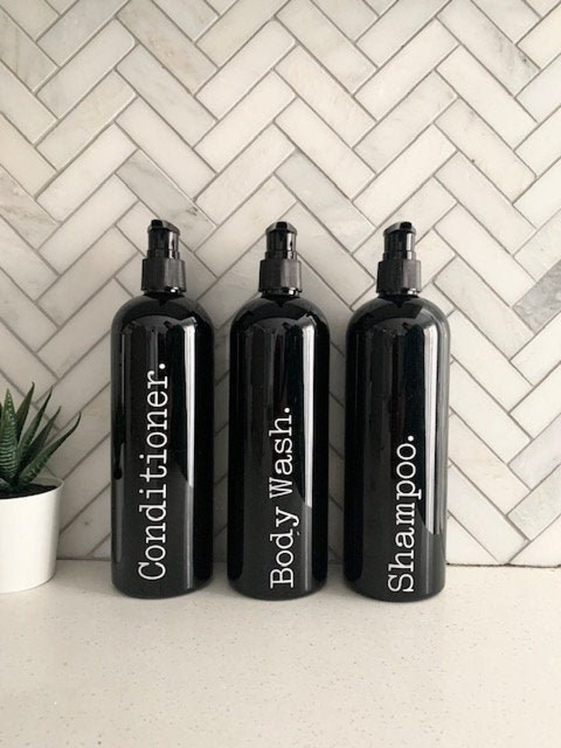 16 Oz Black Bathroom Bottles Reusable Bottle Bathroom Etsy Canada