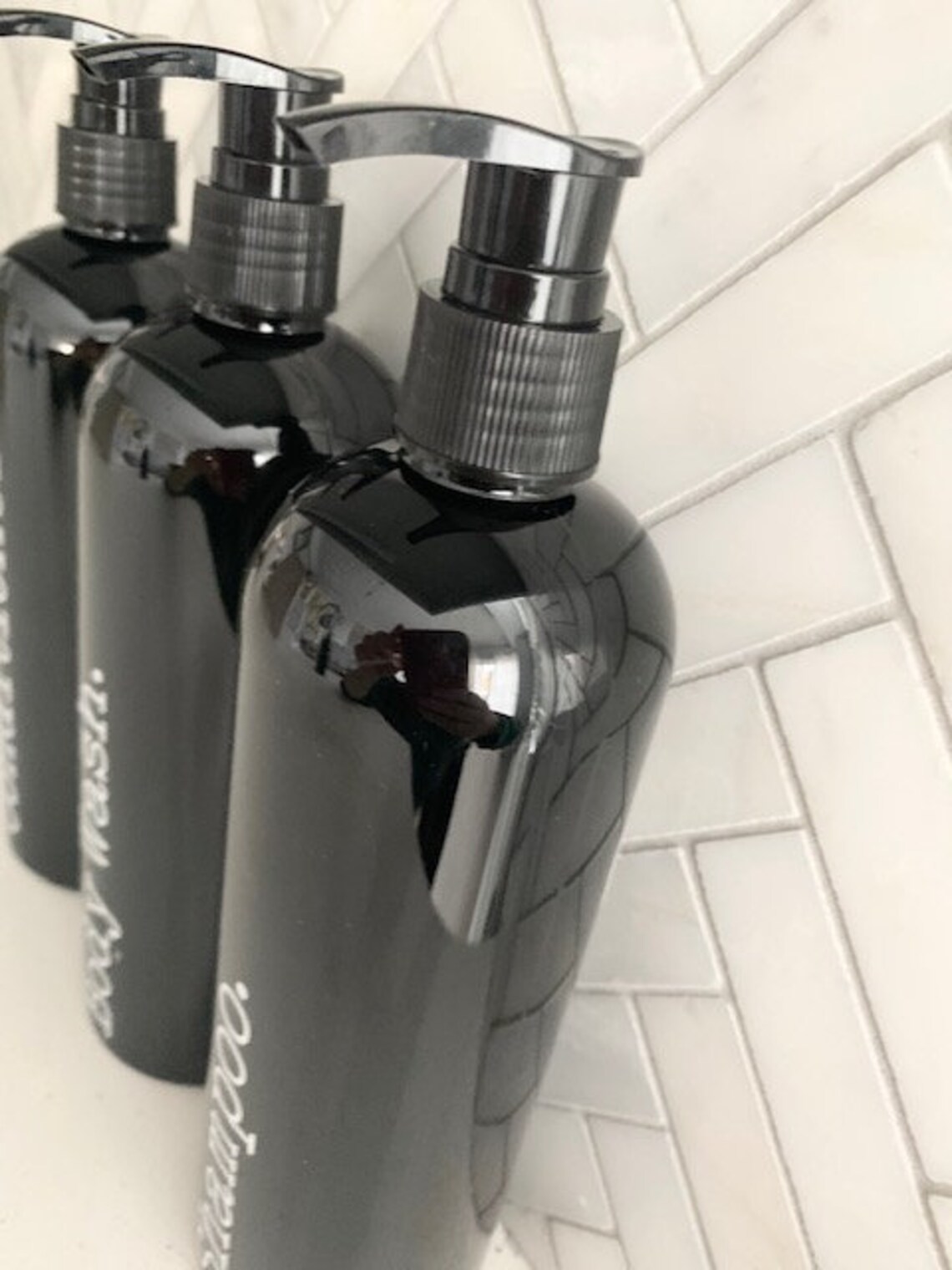 16 oz Black Bathroom Bottles Reusable Bottle Bathroom Etsy.de