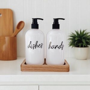 Hands and Dishes Soap Dispenser| Kitchen Soap Dispenser Set| Gift |Refillable Bottles | Housewarming Gift| Waterproof Labels image 4