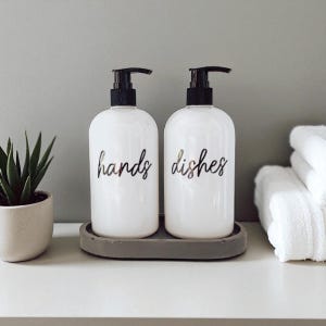 Hands and Dishes Soap Dispenser| Kitchen Soap Dispenser Set| Gift |Refillable Bottles | Housewarming Gift| Waterproof Labels image 3