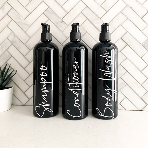 16 Oz Black Bathroom Bottles Reusable Bottle Bathroom Etsy Canada