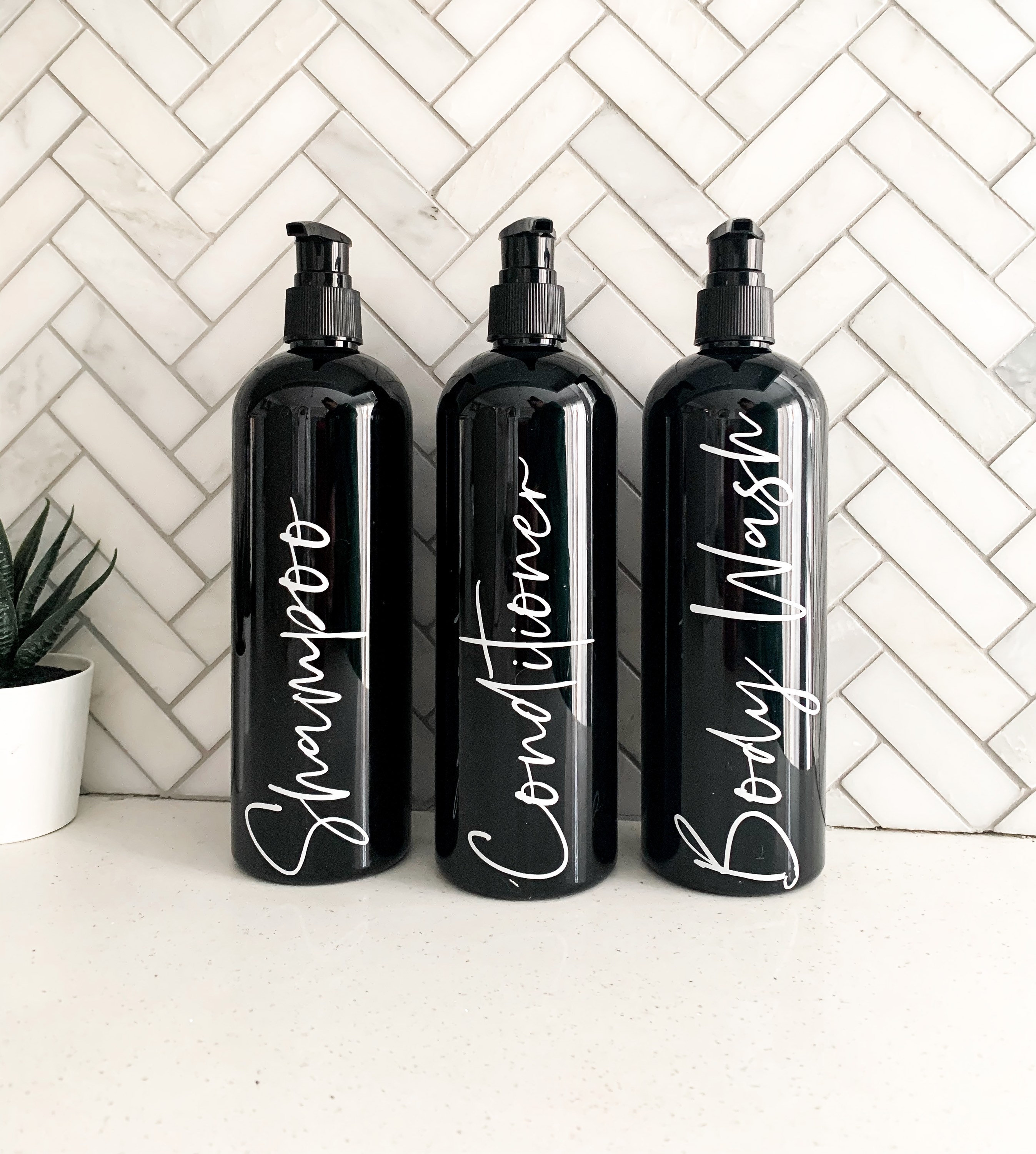16 Oz Black Bathroom Bottles Reusable Bottle Bathroom Etsy Ireland