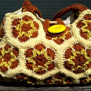 Tas gehaakt Afrikaanse bloem, honingraat tas gehaakt ca. 40x 20 x 18