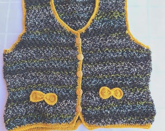 Bodice, traditional jacket for women, sleeveless vest size 40/42, 43 cm long, mohair-virgin wool-poly blend