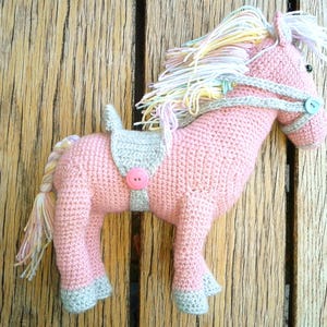 Elfriede the unicorn crocheted with saddle and bridle approx. 35 x 35 cm from baby wool polyacrylic