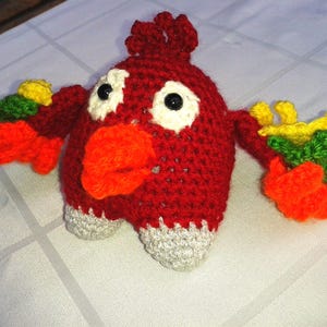 Crocheted parrot, crocheted bird of paradise 10 x 15 cm