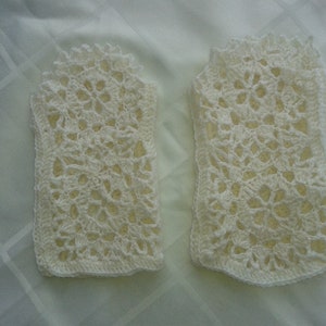 Gants de marché pour stylos d'école à la main avec dentelle crochetée en pure laine vierge blanche, 18 cm de long, 24 cm de circonférence image 6