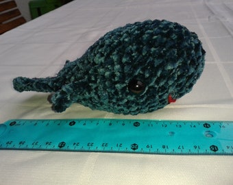 Whale crocheted, Willi the whale hand crocheted from velvet yarn