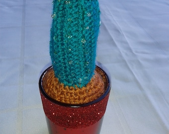 Cactus au crochet, semer le cactus avec pot et motte de racines