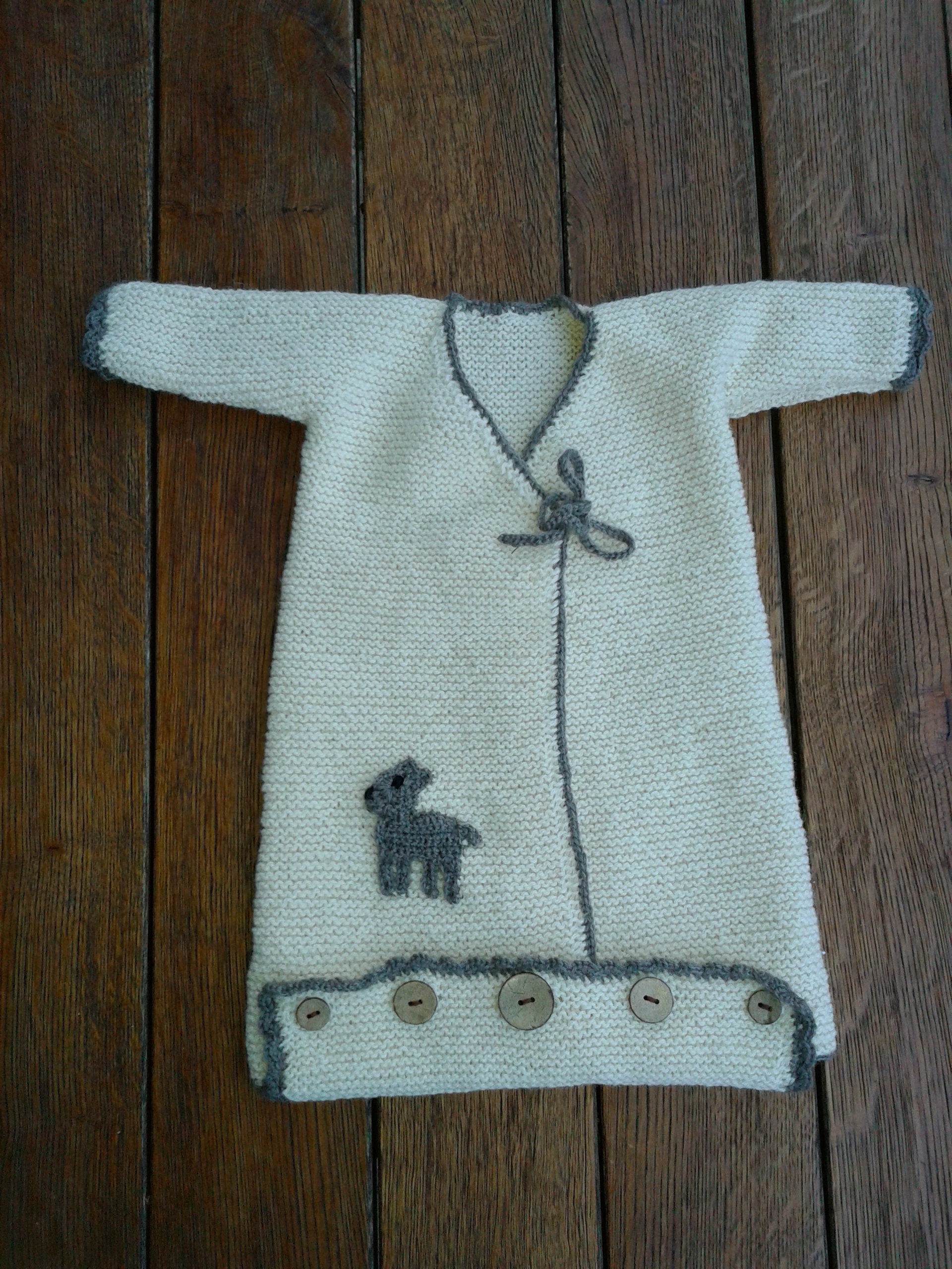 Sleeping bag for newborns and premature babies knitted from pure New wool
