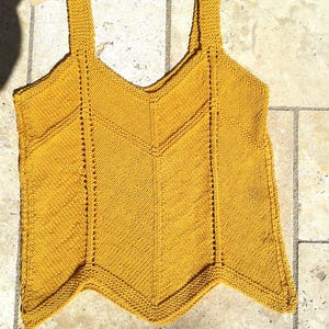 Top gestrickt mit Zacken, Mieder gestrickt Lochmuster Gr 36/38 dunkles Gelb Baumwolle