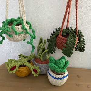 Handmade crochet faux succulent plant indoor houseplant hanging variety quirky gift Christmas stocking secret Santa idea