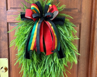 Juneteenth Wreath, Pan-African Ribbon, Black Pride Front Door Decor