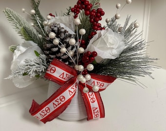 Delta Sigma Theta Floral Centerpiece, Winter Decor, Sorority Gift