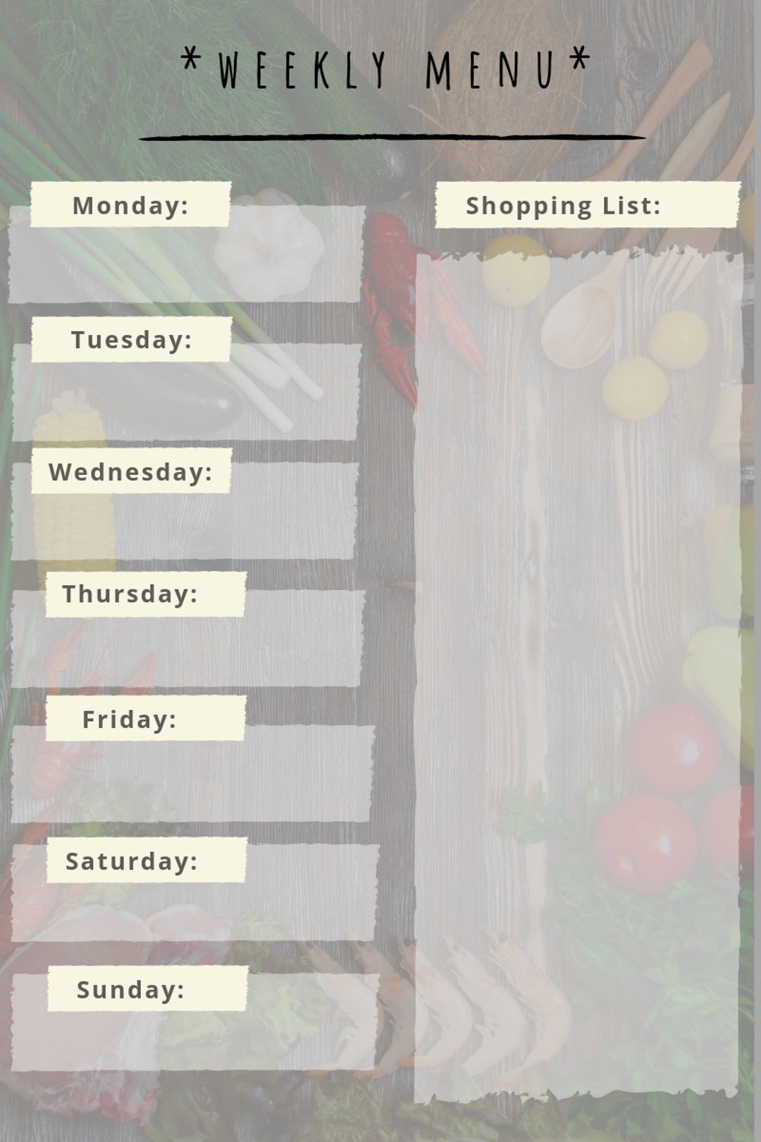 Digital Menu Planner - Etsy