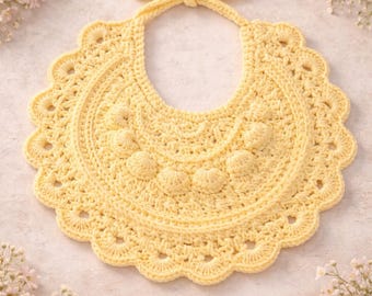 Crochet Baby Bib – Handmade Vintage Style Bib, Custom Baby Gift, Newborn & Baby Shower Bib