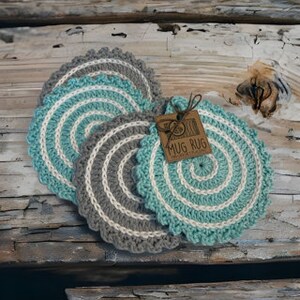 Coaster Set of 4, Cotton Coaster Set, Crochet Coaster, Handmade Coaster, Mug Rug