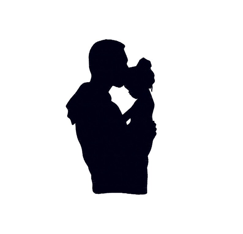 Father and daughter silhouette embroidery design. 4 size.  Etsy