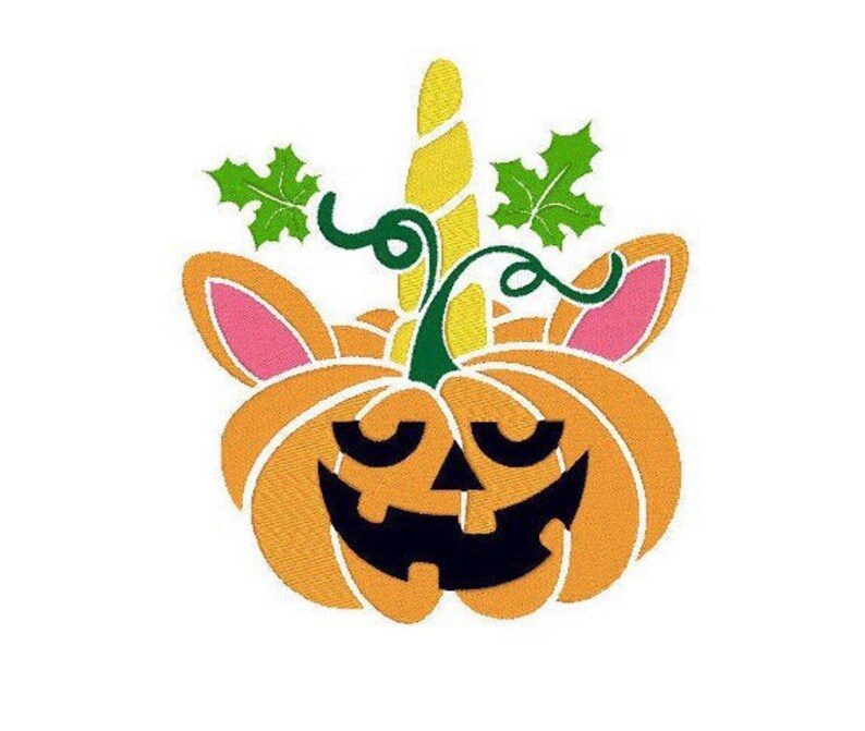 3 Size digital embroidery INSTANT DOWNLOAD Pumpkin unicorn pes embroidery design