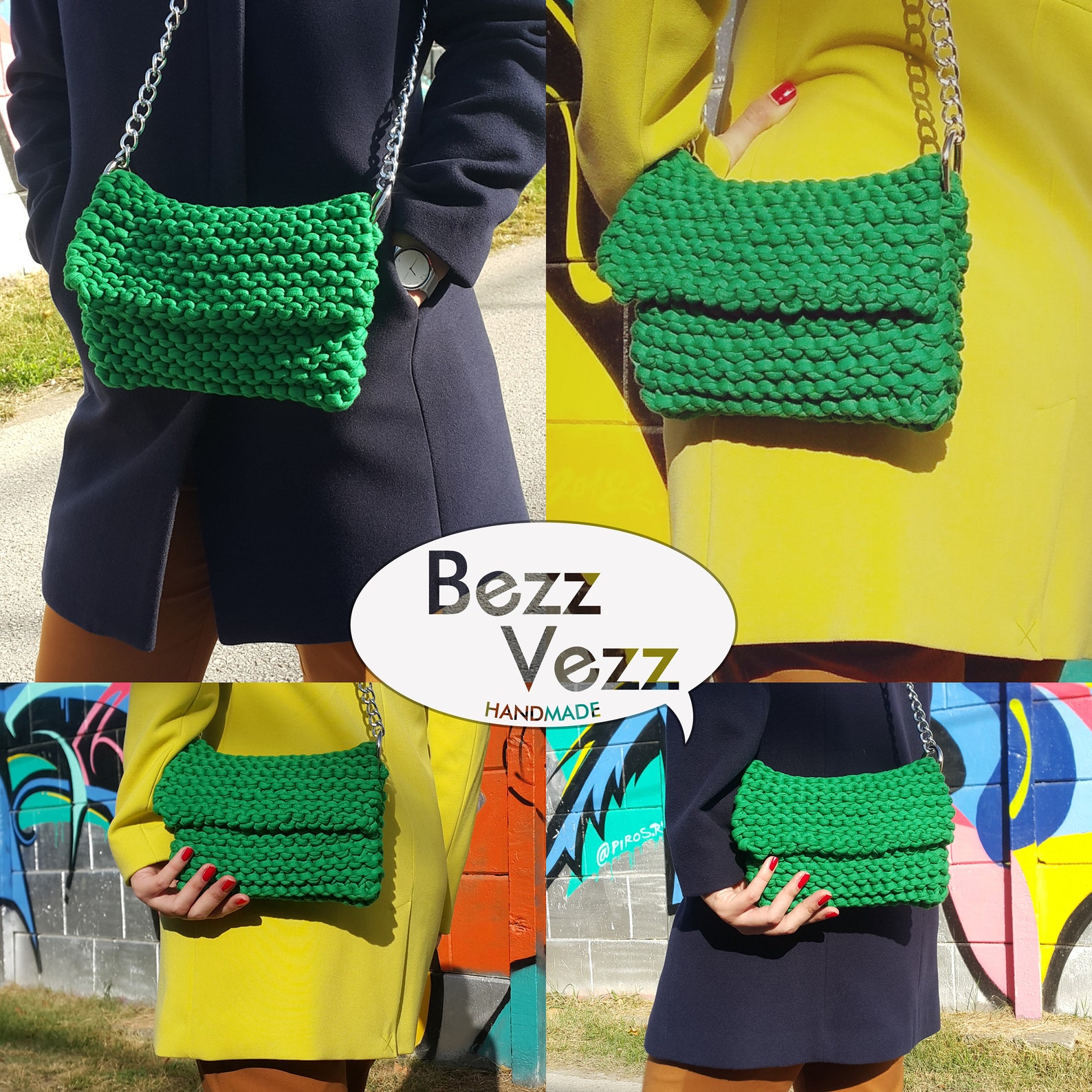 Knitting Green Bag,handmade Bag Etsy
