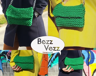 Knitting green bag,handmade bag