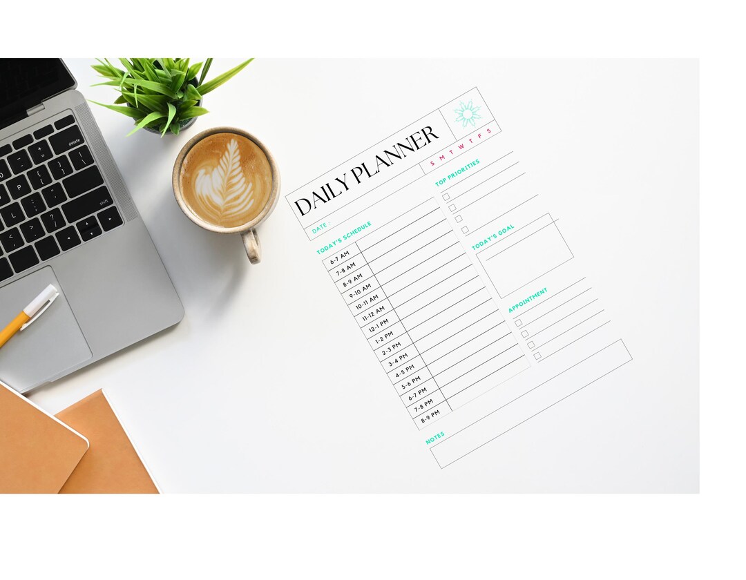 Daily Planner, Fully Printable Unlimited, Downloadable File, Planner