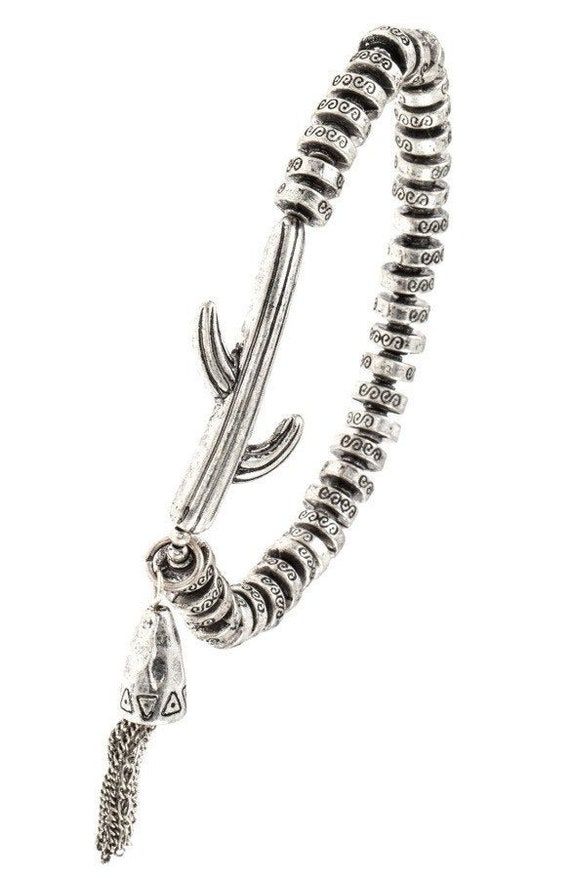 TASSEL BRACELET METAL BEADS SILVER BLACK TASSEL BRACELET METAL BEADS SILVER BLACK