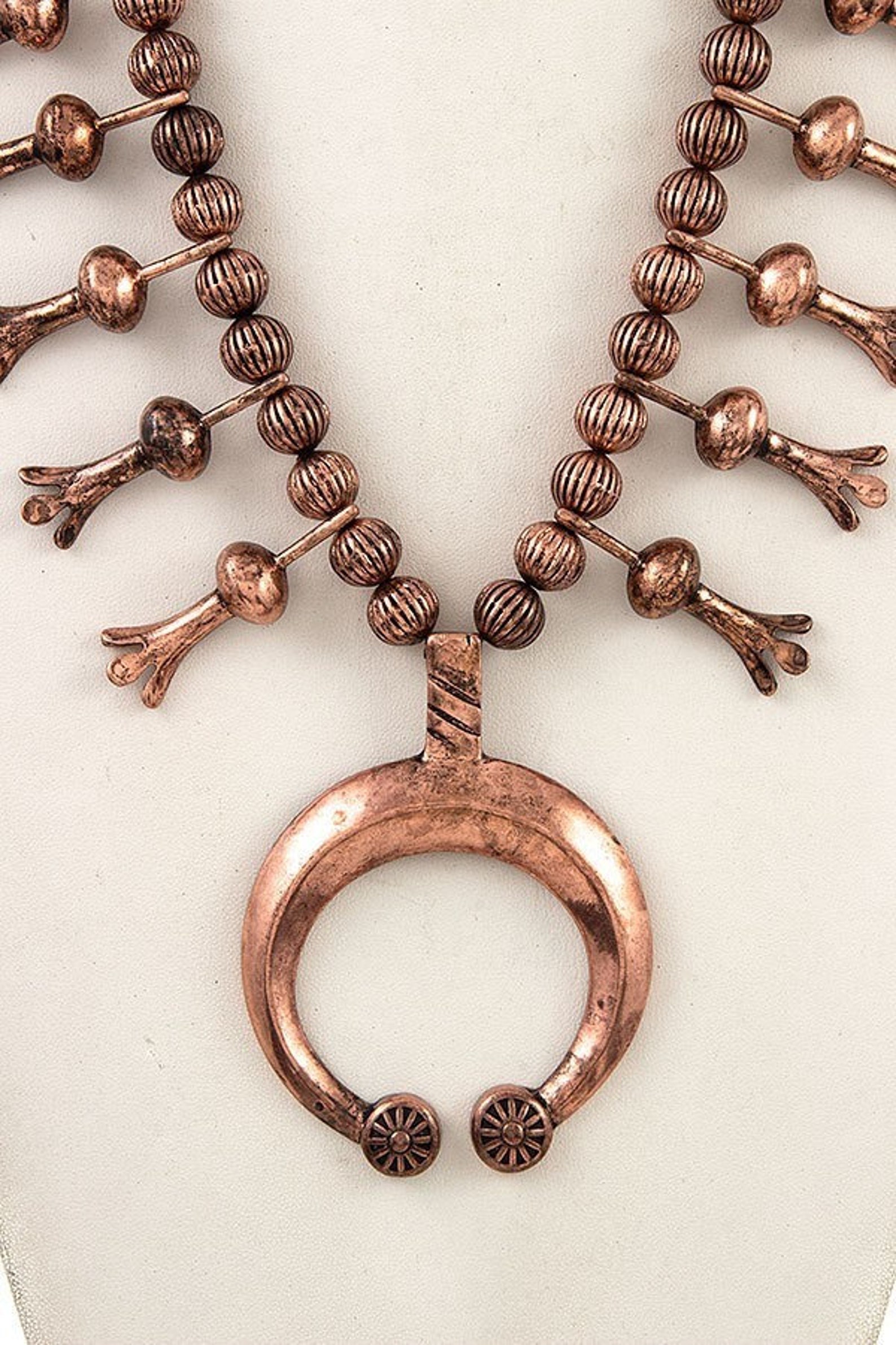 Shiny Copper Squash Blossom Necklace and Earrings Set. Etsy