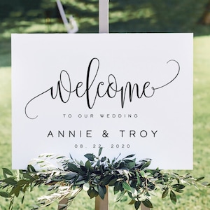 6 Sizes Wedding Welcome Sign Template, Welcome Sign Printable, Gold Welcome Sign, Navy-blue Welcome Sign Template,100% Editable Welcome Sign