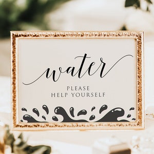 Water Please Help Yourself, Printable Water Sign, Water Wedding Sign, Editable Water Sign Template, Wedding Water Sign, Instant Download