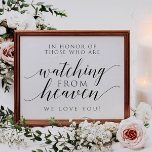 Minimal Wedding Memorial Sign, In Loving Memory Wedding Sign, Memorial Candle Sign, Memory Wedding Decor, Watching From Heaven Sign