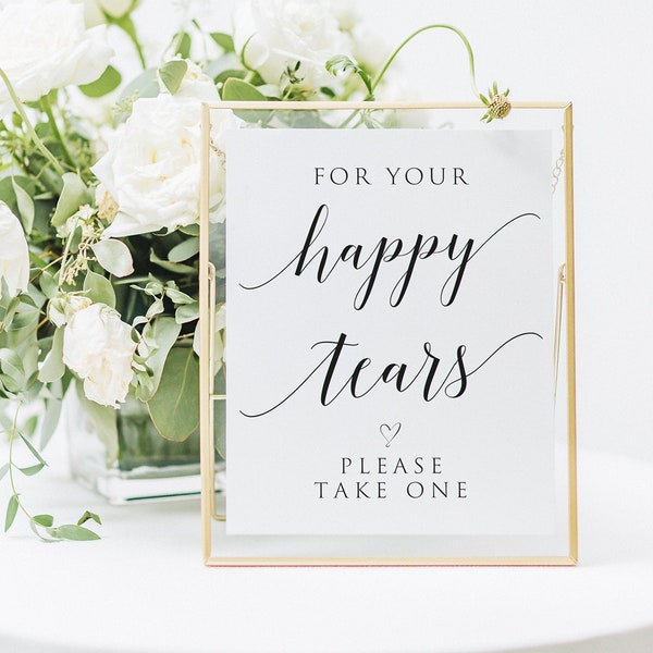 For Your Happy Tears Sign Template, Wedding Tissues Sign, Happy Tears Sign, Wedding Tissues Printable, Modern, Minimalist, Tissues