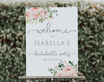 Floral Bachelorette Party Welcome Sign, Editable Bachelorette Welcome Sign Template, DIY Welcome Sign, Printable Welcome Sign, Blush Pink