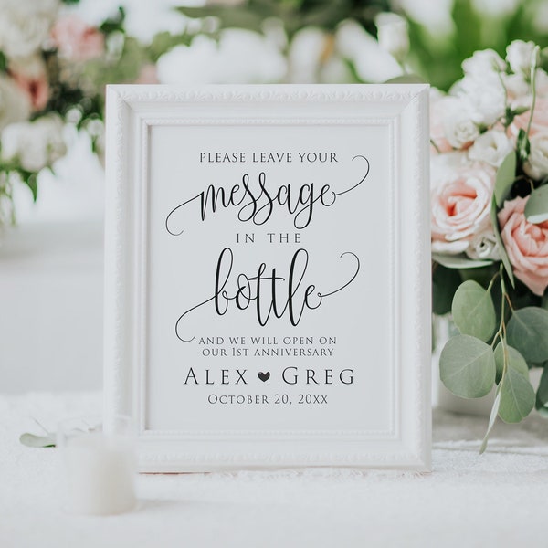 Message In The Bottle Sign, Message In A Bottle GuestBook Sign, Bottle Guestbook Sign, Printable Wedding Bottle Sign, Instant Download