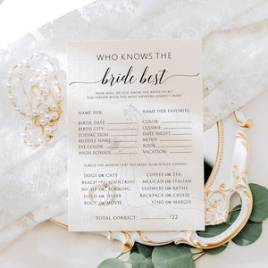 Who Knows the Bride Best, Who Knows the Bride-to-be Best, Bridal Shower Game, Bridal Shower Games, Virtual Bridal Shower, Editable, Templett