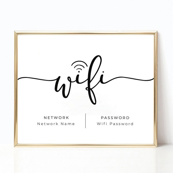 WIFI Password Sign Printable, Wifi Sign, WIFI Password Sign, Editable WiFi Sign Template, 4x6, 5x7, 8x10, 100% Editable, Instant Download