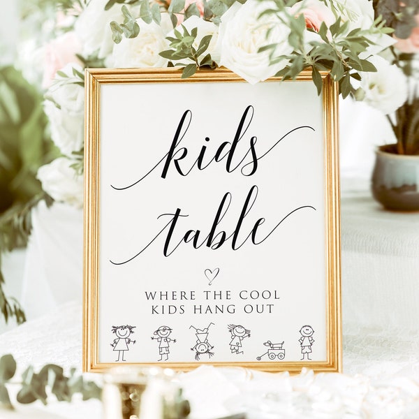 Printable Kids Table Sign, Editable Kids Table Sign Template, Wedding Kids Table Sign, Kids Table Sign for Wedding, Instant Download