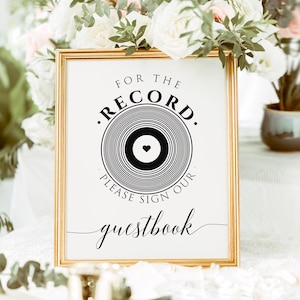 For The Record Sign, Sign Our Record Guest Book, Record GuestBook Sign, Record Wedding Guest Book, Wedding Record Sign, INSTANT DOWNLOAD