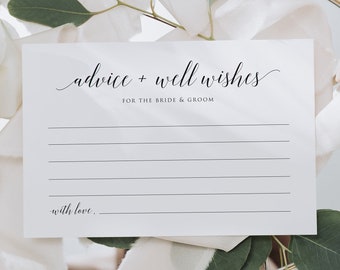 Advice & Well Wishes Card, Wedding Advice Card, Wedding Party, Advice Card, Advice for Bride and Groom, Advice and Wishes Card,100% Editable