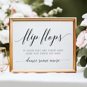 Flip Flops Wedding Sign Printable, Wedding sign Template, Printable Flip Flops Signs, Edit with TEMPLETT, Personalized, Instant Download image 1