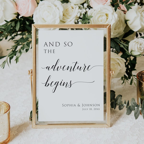 And So The Adventure Begins Sign, And So Our Adventure Begins Sign, Wedding Sign, Adventure Begins Sign, Wedding Adventure Sign, 5x7, 8x10