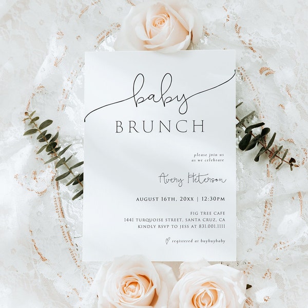 Minimalist Baby Brunch Invitation Template, Baby Shower Invite, Editable Baby Shower Invitation, Baby Shower Invite, INSTANT DOWNLOAD, BPF