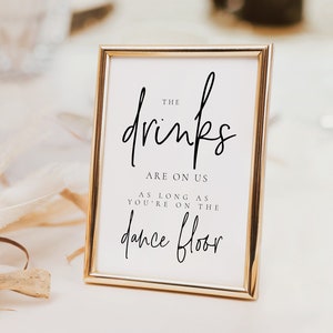 Wedding Drink Sign, The Drinks Are On Us, Drinks Sign, Drink Sign Wedding, Open Bar Sign, Wedding Open Bar Sign, Templett, Instant Download