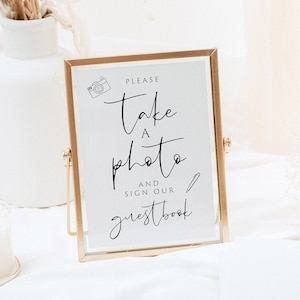 Please Take A Photo And Sign Our Guestbook Sign, Wedding Printable Signs, Photo Guestbook Sign, Modern Wedding Signs, Instant Download