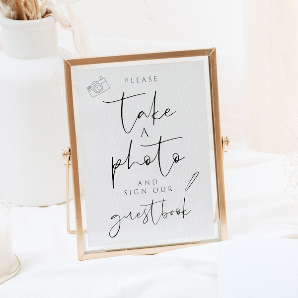 Please Take A Photo And Sign Our Guestbook Sign, Wedding Printable Signs, Photo Guestbook Sign, Modern Wedding Signs, Instant Download