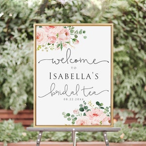 Tea Party Welcome Sign Template, Printable Bridal Tea Shower Welcome Sign, Bridal Shower Welcome Sign, Instant Download, 100% Editable